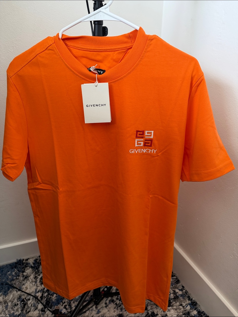 Givenchy Bright Orange Logo Pocket Short-Sleeve Tee